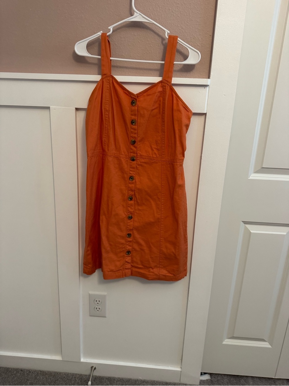 LOFT Orange Button-Front Mini Sundress